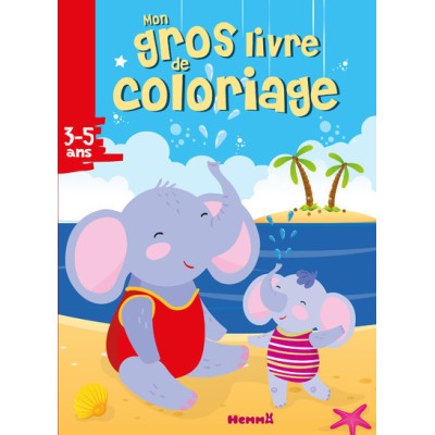 Mon gros livre de coloriage (Eléphants à la plage)